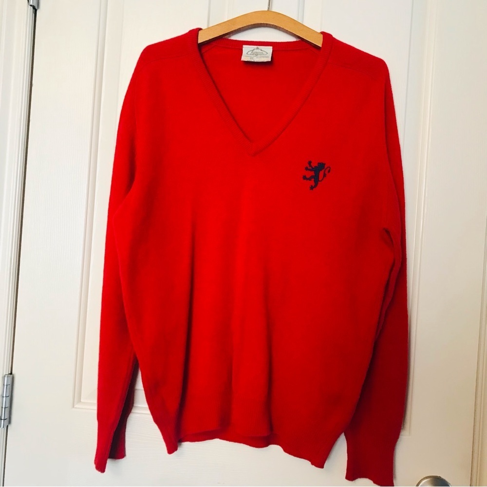 Romanes & Paterson Pure Wool Red Women’s V-neck Sweater Size 44/12 / Size Large